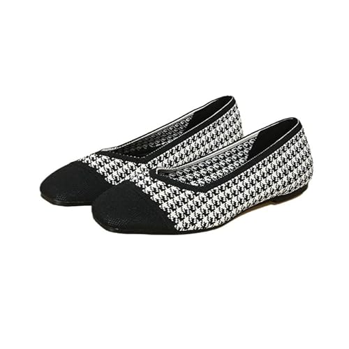 Damen Ballerinas Slip On Knit Kleid Schuhe Pumps Schuhe Runde Zehe Frauen Flach (Qiandongge,36) von QIXUJAK