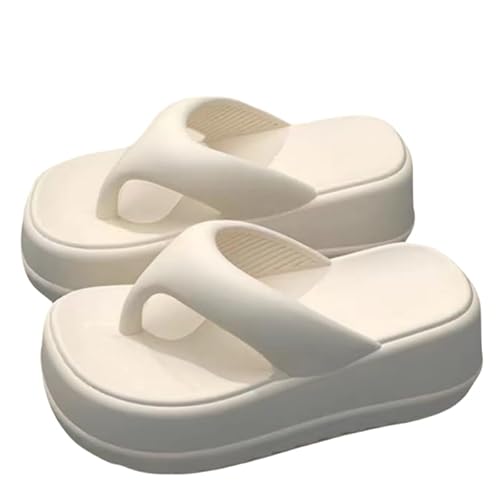 QIXUJAK Damen Plateau Clogs Schlupfschuhe Strandsandalen Gärtnerclogs High Heels Pantoletten Gartenschuhe Sandalen (Weiß,36) von QIXUJAK