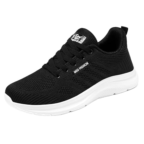 Damen Sneaker, Leichte Laufschuhe, Atmungsaktiv Bequeme Sportschuhe Mit Luftpolster Mesh Running Shoes Weiche Sohle Turnschuhe rutschfest Straßenlaufschuhe (Schwarz und weiß,40) von QIXUJAK