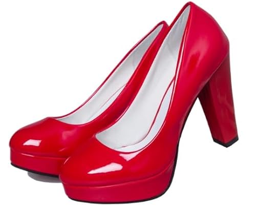 Damen Spitz zulaufende High Heels High Heels Runde Zehenpartie Schnallenlos Plateau Abendschuhe Modisch (Rot,37) von QIXUJAK