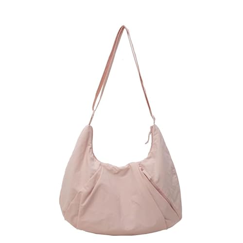 Halbmond Umhängetasche Damen, Hobo Tasche, Nylon Crossbody Tasche Damen Mehrere Taschen Schultertasche Mit Verstellbarer Schultergurt, große Kapazität Für Reisen Arbeit Uni (Rosa,Einheitsgröße) von QIXUJAK