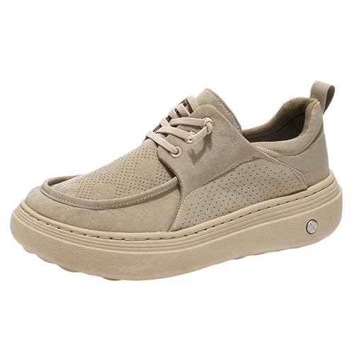 Herren Schuhe Slip on Loafers Arch Support Reinschlüpfen Leichte Atmungsaktiv Walking Schlupfschuhe Work Bequeme Fashion Freizeitschuh (Aprikose,43) von QIXUJAK