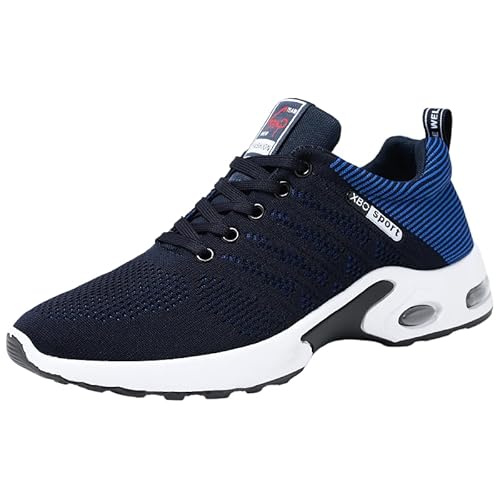 Laufschuhe Herren Sportschuhe Luftpolster Atmungsaktiv Turnschuhe rutschfeste Leichtgewichts Straßenlaufschuhe Sneaker Joggingschuhe Walkingschuhe Fitness Schuhe EU 39-46 (Schwarz und blau,45) von QIXUJAK