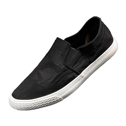 Mens Slip on Canvas Summer Shoes (Schwarz und weiß,42) von QIXUJAK