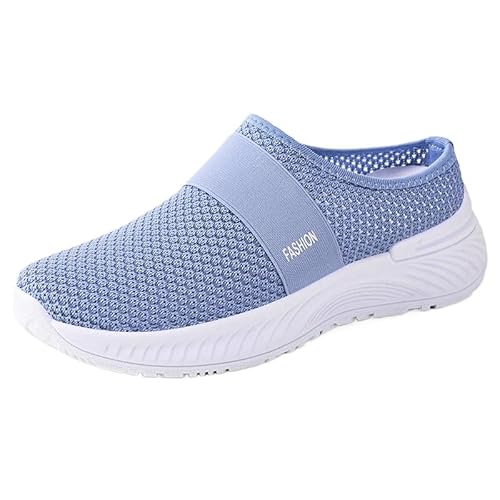 Orthopädische Schuhe Damen, Frauen Plateau Hausschuhe Clogs Lässig Walking Sneaker Slip On Slipper Pantoletten Mules Freizeitschuhe Sommer Bequem rutschfest Schlupfschuhe (Blau,37) von QIXUJAK
