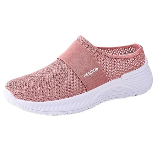 Orthopädische Schuhe Damen, Frauen Plateau Hausschuhe Clogs Lässig Walking Sneaker Slip On Slipper Pantoletten Mules Freizeitschuhe Sommer Bequem rutschfest Schlupfschuhe (Rosa,37) von QIXUJAK