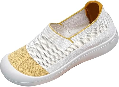 Orthopädische Schuhe Damen Slip on Sneaker Frauen Gewebt Atmungsaktiv Turnschuhe Leicht Laufschuhe Sportschuhe Bequeme Schlupfschuhe Walkingschuhe Arch Support Schuhe (Beige,41) von QIXUJAK