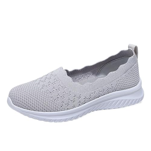 Orthopädische Schuhe Damen Slip on Sneaker Frauen Gewebt Atmungsaktiv Turnschuhe Leicht Laufschuhe Sportschuhe Bequeme Schlupfschuhe Walkingschuhe Arch Support Schuhe (Hellgrau,40) von QIXUJAK