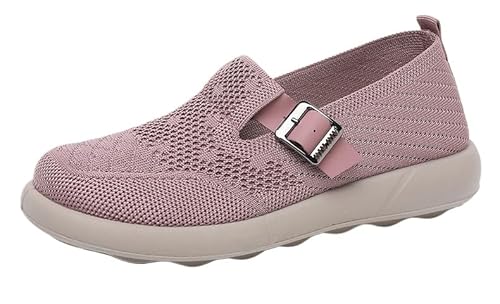 Orthopädische Schuhe Damen Slip on Sneaker Frauen Gewebt Atmungsaktiv Turnschuhe Leicht Laufschuhe Sportschuhe Bequeme Schlupfschuhe Walkingschuhe Arch Support Schuhe (Lila,37) von QIXUJAK