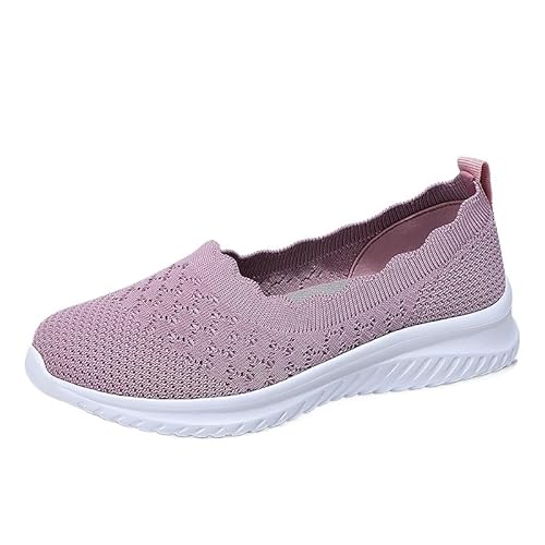 Orthopädische Schuhe Damen Slip on Sneaker Frauen Gewebt Atmungsaktiv Turnschuhe Leicht Laufschuhe Sportschuhe Bequeme Schlupfschuhe Walkingschuhe Arch Support Schuhe (Rosa,36) von QIXUJAK