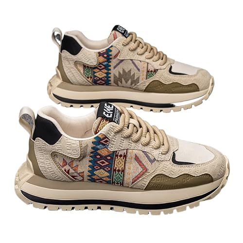 QIXUJAK Athleisure-Schuhe Vier Jahreszeiten Low-Top Schnürschuhe Booster Schuhe Mode Trend Outdoor Herrenschuhe (Beige,41) von QIXUJAK