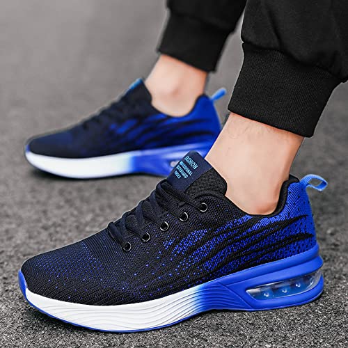 QIXUJAK Atmungsaktive Und rutschfeste Herren-Sneaker - Luftgepolsterter Komfort Für Outdoor-Aktivitäten, Einfarbige Schnürschuhe (Saphirblaues Netz,39) von QIXUJAK