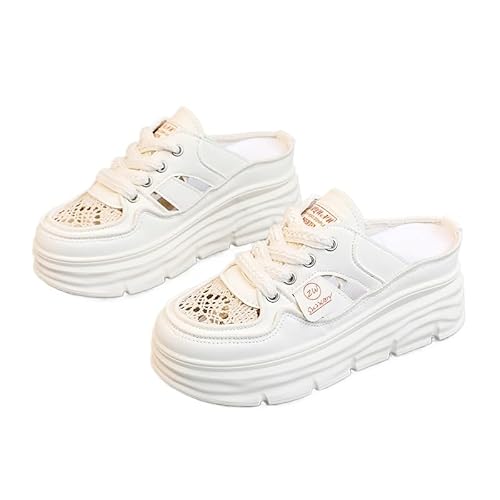 QIXUJAK Atmungsaktive frauen sommer hohl dicke sohle erhöhung casual mode frauen sandalen (Cremefarben,36) von QIXUJAK