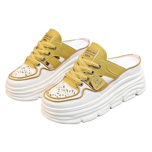 QIXUJAK Atmungsaktive frauen sommer hohl dicke sohle erhöhung casual mode frauen sandalen (Gelb,41) von QIXUJAK