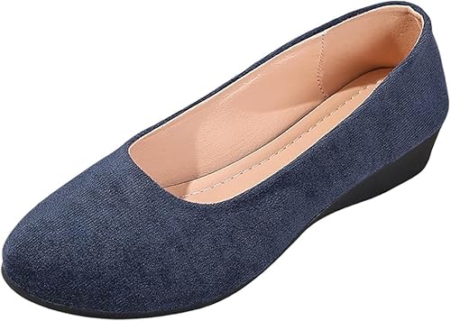 QIXUJAK Ballerinas Damen Slip On Ballerina Schuhe Flache Sommerschuhe Elegant Und Bequem Barfuss Riemchenballerina Leichte Festliche Weiches Sportlich Tanzschuhe Mädchen (Dunkelblau 1,36) von QIXUJAK