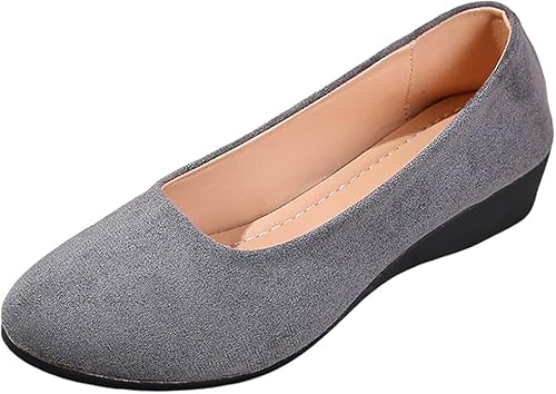 QIXUJAK Ballerinas Damen Slip On Ballerina Schuhe Flache Sommerschuhe Elegant Und Bequem Barfuss Riemchenballerina Leichte Festliche Weiches Sportlich Tanzschuhe Mädchen (Grau 1,40) von QIXUJAK
