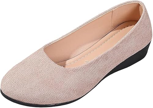 QIXUJAK Ballerinas Damen Slip On Ballerina Schuhe Flache Sommerschuhe Elegant Und Bequem Barfuss Riemchenballerina Leichte Festliche Weiches Sportlich Tanzschuhe Mädchen (Khaki 1,40) von QIXUJAK