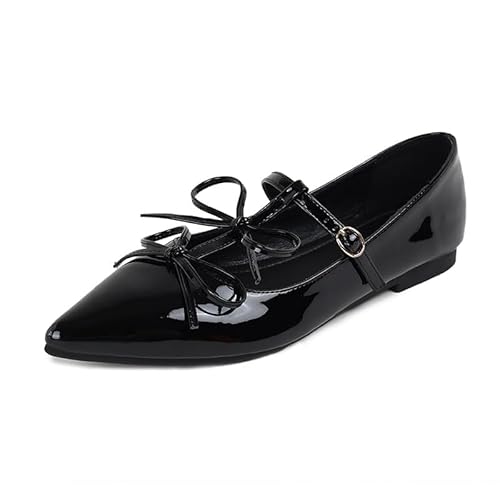 QIXUJAK Ballerinas für Damen, stilvolle und bequeme flache High Heels, Freizeitschuhe für breite Füße (Schwarz,36) von QIXUJAK