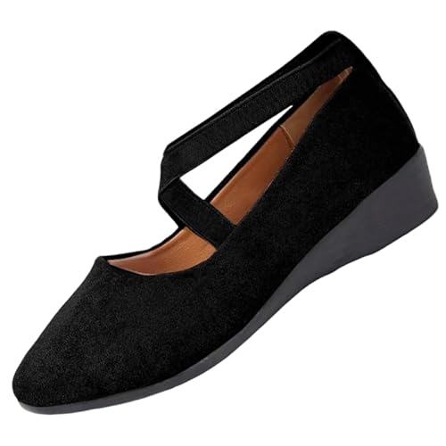 QIXUJAK Ballerinas für Damen - Damen-Flats, Elegante und Bequeme Schlupf-Ballerinas, rutschfestes Design, Sommer-Sport-Stil (Schwarz,38) von QIXUJAK