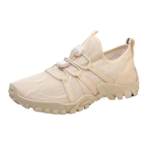 QIXUJAK Barfußschuhe Damen Herren Breite Barfuss Schuhe Laufschuhe Zehenschuhe Traillaufschuhe Leichte Atmungsaktiv Fitnessschuhe Komfort rutschfest Straßenlaufschuhe Unisex (Beige,44) von QIXUJAK
