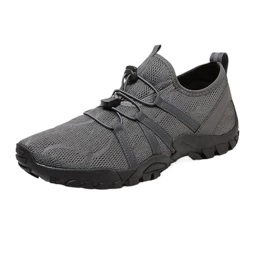 QIXUJAK Barfußschuhe Damen Herren Breite Barfuss Schuhe Laufschuhe Zehenschuhe Traillaufschuhe Leichte Atmungsaktiv Fitnessschuhe Komfort rutschfest Straßenlaufschuhe Unisex (Dunkelgrau,41) von QIXUJAK