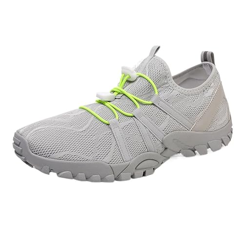QIXUJAK Barfußschuhe Damen Herren Breite Barfuss Schuhe Laufschuhe Zehenschuhe Traillaufschuhe Leichte Atmungsaktiv Fitnessschuhe Komfort rutschfest Straßenlaufschuhe Unisex (Grau,40) von QIXUJAK