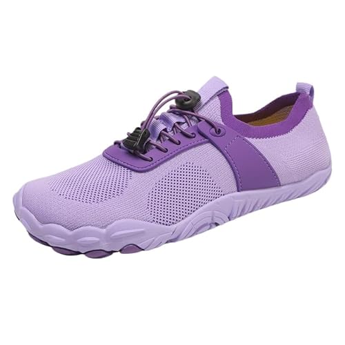 QIXUJAK Barfußschuhe Damen Herren Breite Barfuss Schuhe Laufschuhe Zehenschuhe Traillaufschuhe Leichte Atmungsaktiv Fitnessschuhe Komfort rutschfest Straßenlaufschuhe Unisex (Lila,37) von QIXUJAK