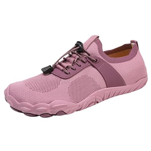 QIXUJAK Barfußschuhe Damen Herren Breite Barfuss Schuhe Laufschuhe Zehenschuhe Traillaufschuhe Leichte Atmungsaktiv Fitnessschuhe Komfort rutschfest Straßenlaufschuhe Unisex (Rosa,38) von QIXUJAK