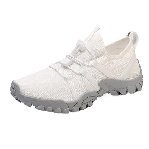QIXUJAK Barfußschuhe Damen Herren Breite Barfuss Schuhe Laufschuhe Zehenschuhe Traillaufschuhe Leichte Atmungsaktiv Fitnessschuhe Komfort rutschfest Straßenlaufschuhe Unisex (Weiß,36) von QIXUJAK