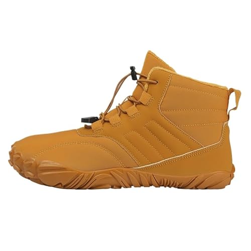 QIXUJAK Barfußschuhe Winter Warm Wasserabweisend Gefüttert Winterschuhe für Damen Herren Barfuss Schuhe für Damen/Männer Schuhe Breite Füße Anti-Rutsch-Schuhe Gr.36-46 (Golden,41) von QIXUJAK