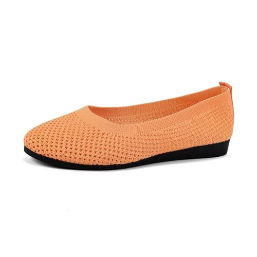 QIXUJAK Bequeme Ballettschuhe rutschen Flache Sommer traditionelle Elegante Schuhe weicher alleiniger Sporttanzschuhe (Orange,40) von QIXUJAK
