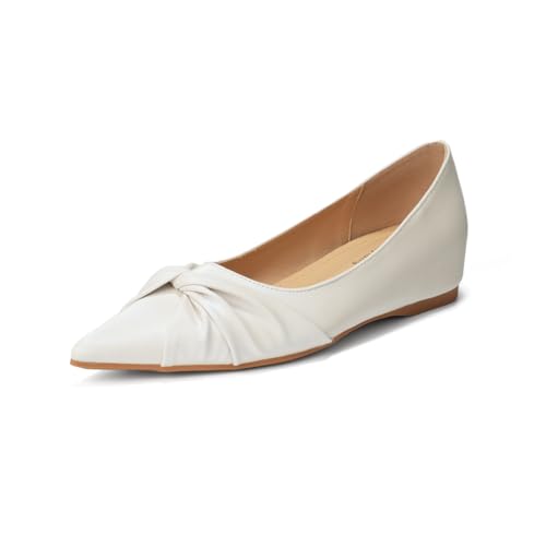 QIXUJAK Bequeme Damen-Ballerinas/Loafer, flach, elegant und bequem, perfekt zu Kleidern, Partys und halbformellen Anlässen. (Aprikose,41) von QIXUJAK