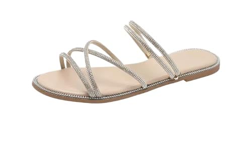 QIXUJAK Britische Mode Damen Sandalen, Sommer leichte, verschleißfeste, explosive Flip-Flop Sandalen (apricot,38) von QIXUJAK