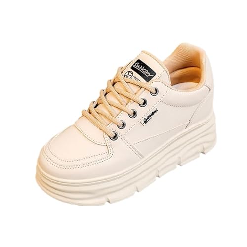 QIXUJAK Chunky Turnschuhe für Damen, modische Plateau-Lässige Schuhe, Bequeme Keilabsatz Sneaker (Khaki,36) von QIXUJAK