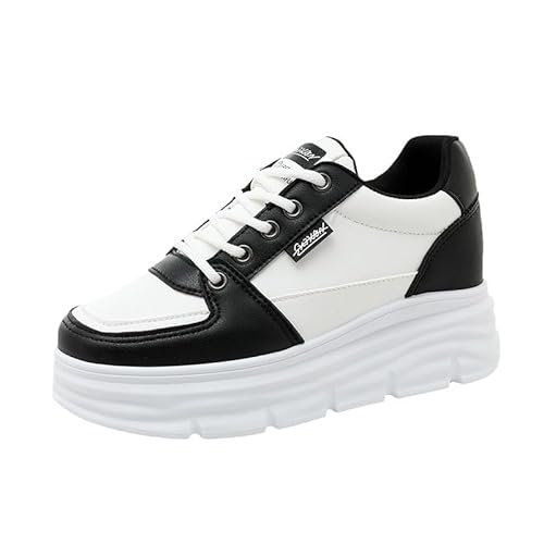 QIXUJAK Chunky Turnschuhe für Damen, modische Plateau-Lässige Schuhe, Bequeme Keilabsatz Sneaker (Schwarz,35) von QIXUJAK
