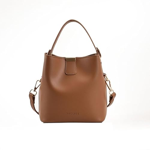 QIXUJAK Crossbody Bag Damen Klein Eimerform Damen-Umhängetaschen mit Innentasche, Magnetischer Schnappverschluss Crossbody Tasche Handtasche Klein mit Abnehmbaren und Verstellbaren Riemen (Braun) von QIXUJAK