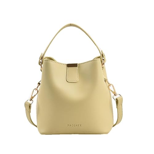 QIXUJAK Crossbody Bag Damen Klein Eimerform Damen-Umhängetaschen mit Innentasche, Magnetischer Schnappverschluss Crossbody Tasche Handtasche Klein mit Abnehmbaren und Verstellbaren Riemen (Gelb) von QIXUJAK