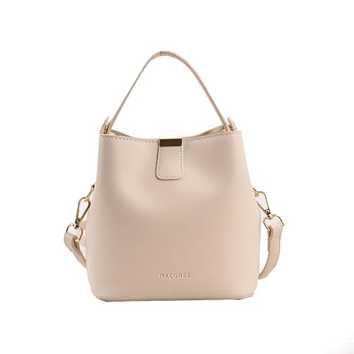 QIXUJAK Crossbody Bag Damen Klein Eimerform Damen-Umhängetaschen mit Innentasche, Magnetischer Schnappverschluss Crossbody Tasche Handtasche Klein mit Abnehmbaren und Verstellbaren Riemen (Weiß) von QIXUJAK