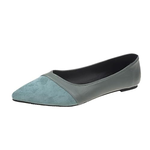 QIXUJAK Damen Ballerinas mit spitzem Zehenbereich Ballerinas Elegant Slip On Schuhe Bequeme rutschfest Flach Schuhe (Grün,36) von QIXUJAK