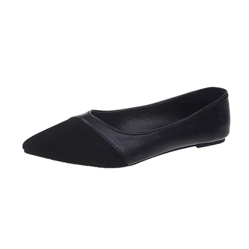 QIXUJAK Damen Ballerinas mit spitzem Zehenbereich Ballerinas Elegant Slip On Schuhe Bequeme rutschfest Flach Schuhe (Schwarz,39) von QIXUJAK