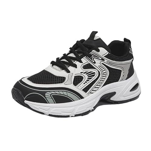 QIXUJAK Damen Chunky Plateau Sneakers Weiße Schuhe mit dickem Boden Bequeme Keilabsatz Turnschuhe für Casual Sport Mode (Schwarz,37) von QIXUJAK