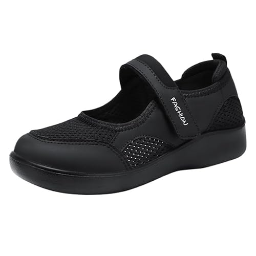 QIXUJAK Damen-Freizeitschuhe, atmungsaktive Slip-On-Sneaker, Bequeme Mesh-Wanderschuhe mit runder Spitze, geeignet für tägliche Verabredungen und Reiseschuhe (Schwarz,38) von QIXUJAK