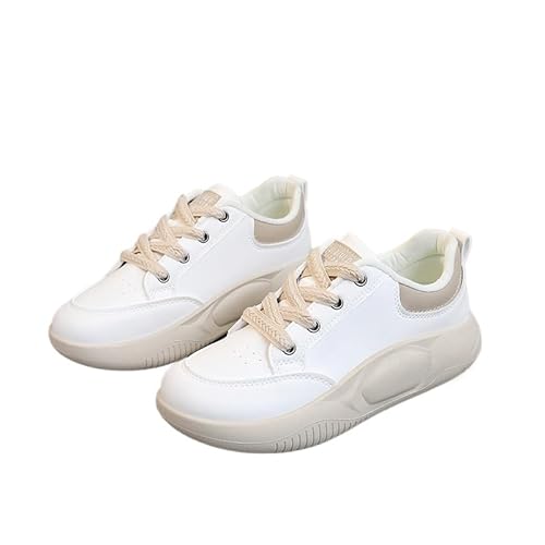 QIXUJAK Damen Frühling und Sommer Freizeitschuhe dicken Sohlen Höhe zunehmende Sportschuhe verschleißfesten und atmungsaktiven Freizeitschuhen (Cremefarben,37) von QIXUJAK
