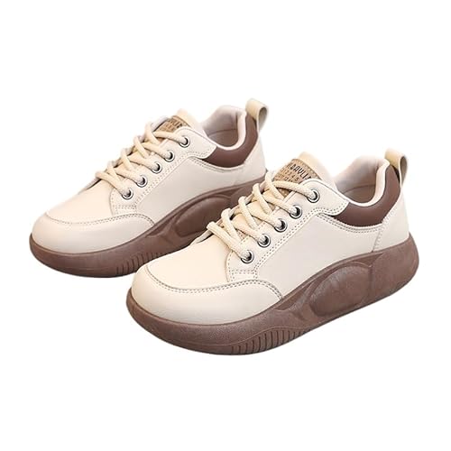 QIXUJAK Damen Frühling und Sommer Freizeitschuhe dicken Sohlen Höhe zunehmende Sportschuhe verschleißfesten und atmungsaktiven Freizeitschuhen (Khaki,38) von QIXUJAK