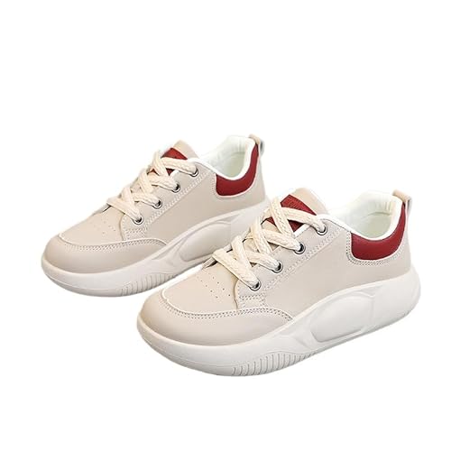 QIXUJAK Damen Frühling und Sommer Freizeitschuhe dicken Sohlen Höhe zunehmende Sportschuhe verschleißfesten und atmungsaktiven Freizeitschuhen (Rot,39) von QIXUJAK
