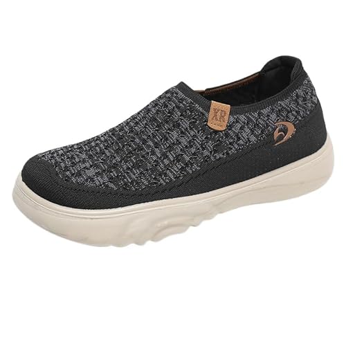 QIXUJAK Damen Gittergewebe Slip On Sneaker Memory Foam Turnschuhe Sportschuhe Bequeme Schlupfschuhe (Schwarz,35) von QIXUJAK