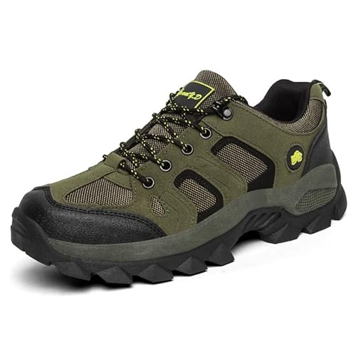 QIXUJAK Damen Herren Wanderschuhe wasserdichte Trail Running Trekkingschuhe (Armeegrün,44) von QIXUJAK