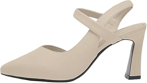 QIXUJAK Damen High Heels, Bequeme und Atmungsaktive Slipper, Lässige und Modische Orthopädische Barfuß-Schlupfschuhe, Leichte und Elegante Klassiker Für Frühling Und Sommer (Aprikose,39) von QIXUJAK