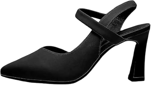QIXUJAK Damen High Heels, Bequeme und Atmungsaktive Slipper, Lässige und Modische Orthopädische Barfuß-Schlupfschuhe, Leichte und Elegante Klassiker Für Frühling Und Sommer (Schwarz,35) von QIXUJAK