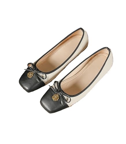 QIXUJAK Damen Klasssische Ballerinas Lack Balerinaschuhe Flach Damenschuhe Zehenkappe (Weiß,41) von QIXUJAK